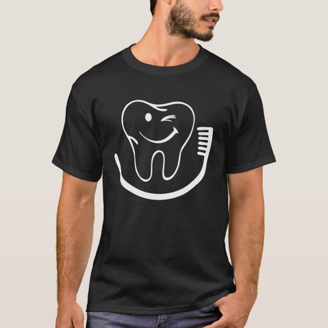 Happy Tooth Toothbrush Dentist Assistant Hygienist T-Shirt (Vorderseite)
