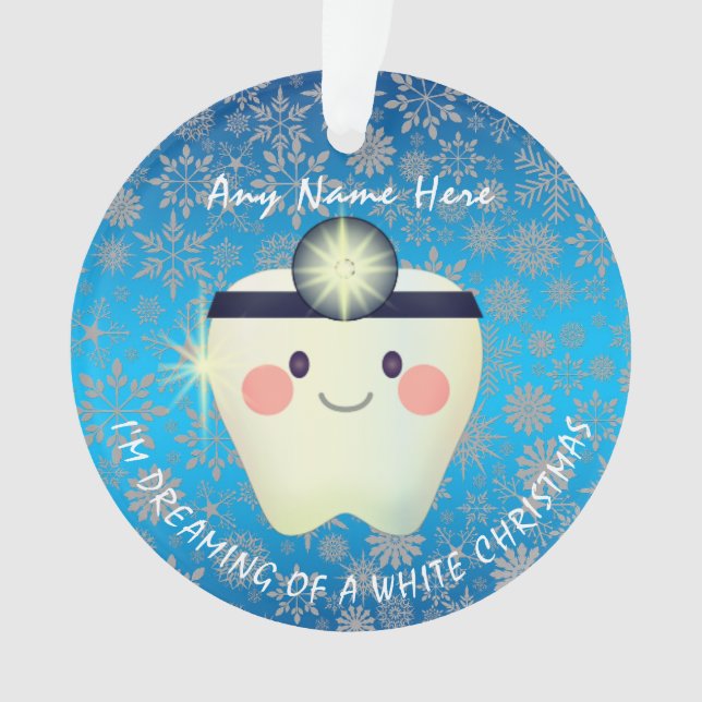 Happy Tooth White Christmas Ornament (Vorderseite)