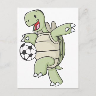 Happy Tortoise Playing Soccer Postkarte