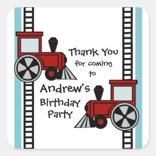 Happy Tracks/ Red Quadratischer Aufkleber