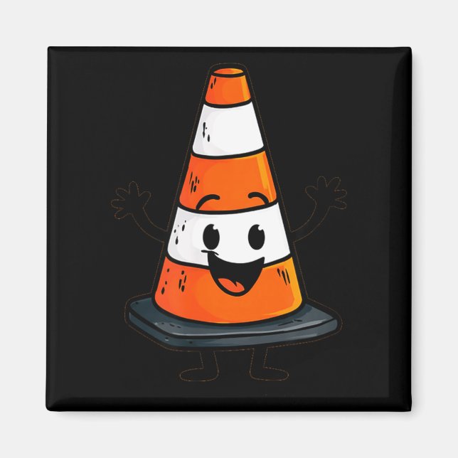 Happy Traffic Cone Look For Man And Woman  Magnet (Vorne)