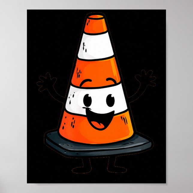 Happy Traffic Cone Look For Man And Woman  Poster (Vorne)