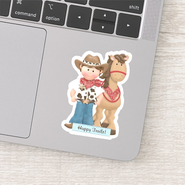 Happy Trails Cowboy Horse Die Sticker Decal (Detail)