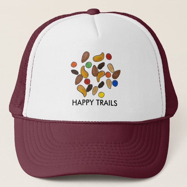 Happy Trails Nuts Raisins Snack Food Trail Mix Truckerkappe (Vorderseite)