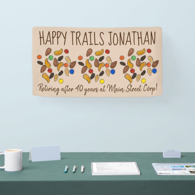 Happy Trails Trail Mix Goodbye Retirement Party Banner (Messe)
