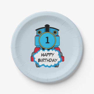 Happy Train boy birthday plate Pappteller