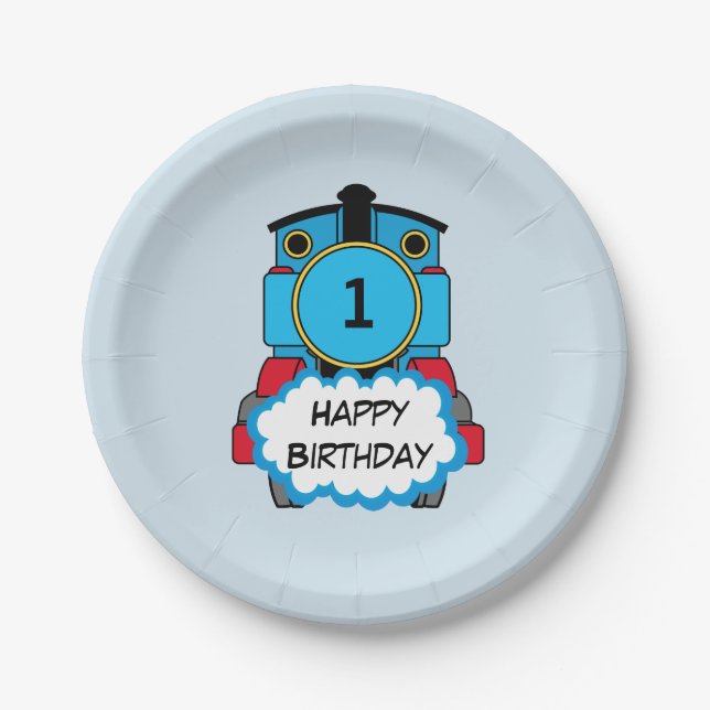 Happy Train boy birthday plate Pappteller (Vorderseite)