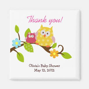 Happy Tree Owls Baby Shower Fevor Magnet