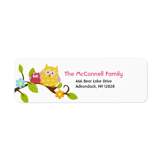 Happy Tree Owls PRINTABLE ADDRESS ETIKETTEN (Vorne)