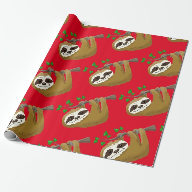Happy Tree Sloth Geschenkpapier (Ungerollt)
