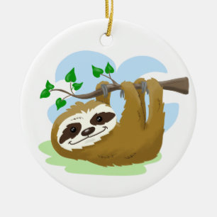 Happy Tree Sloth Keramik Ornament