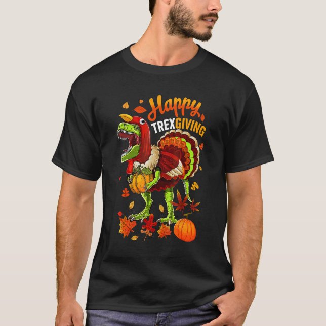 Happy Trexgiving Erntedank Rex Dinosaur Türkei T-Shirt (Vorderseite)
