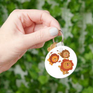 Happy Trio des Niedlichen Cartoon Löwen Schlüssela Schlüsselanhänger