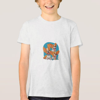 Happy Trio of Playful Corgis Tri-Blend Shirt