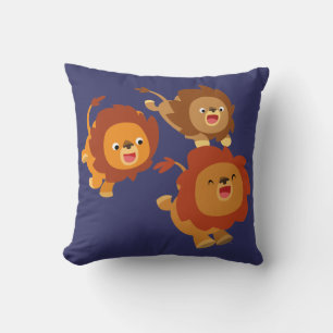 Happy Trio von Niedlichen Cartoon Löwen Pillow Kissen