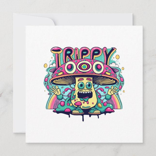 Happy Trippy Mushroom Einladung (Vorderseite)