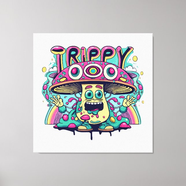 Happy Trippy Mushroom Leinwanddruck (Vorderseite)