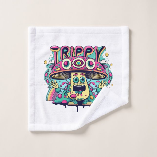 Happy Trippy Mushroom Waschlappen (Waschlappen)