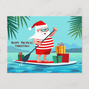 Happy Tropical Christmas Santa Feiertagspostkarte