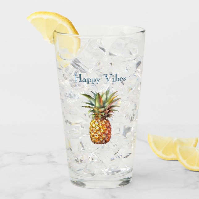 Happy Tropical Pineaple Glas (Vorderseite Ice)