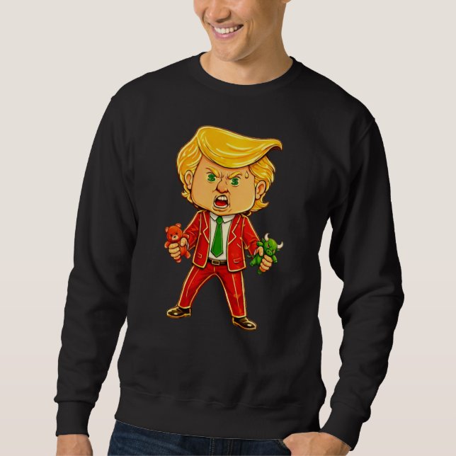 Happy Trump Funny Trump Bull Bear Trump Meme Chibi Sweatshirt (Vorderseite)