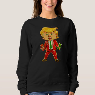 Happy Trump Funny Trump Bull Bear Trump Meme Chibi Sweatshirt