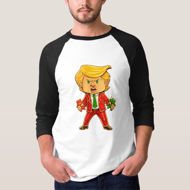 Happy Trump Funny Trump Bull Bear Trump Meme Chibi T-Shirt (Vorderseite)