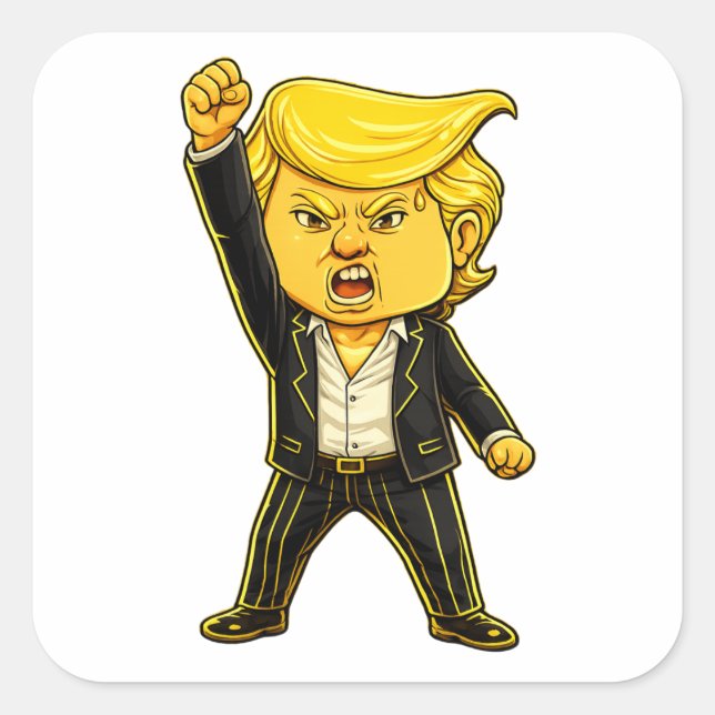 Happy Trump Funny Trump Fight Fight Angry Trump Quadratischer Aufkleber (Vorderseite)