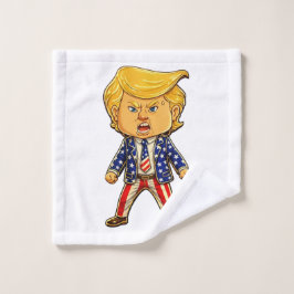 Happy Trump, Funny Trump, Funny Meme Chibi Cartoon Badhandtuch Set
