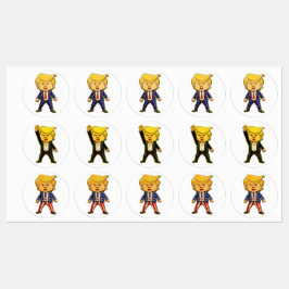 Happy Trump, Funny Trump, Funny Meme Chibi Cartoon Etiketten