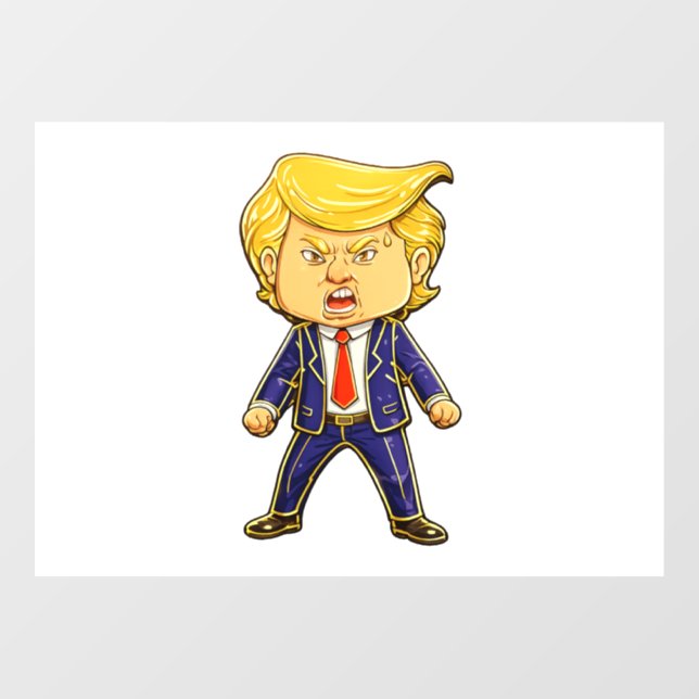 Happy Trump Lapel Pin Chibi Cartoon Funny Meme Pop Fensteraufkleber (Blatt)