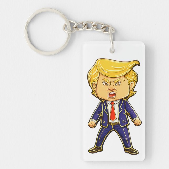 Happy Trump Lapel Pin Chibi Cartoon Funny Meme Pop Schlüsselanhänger (Vorderseite)