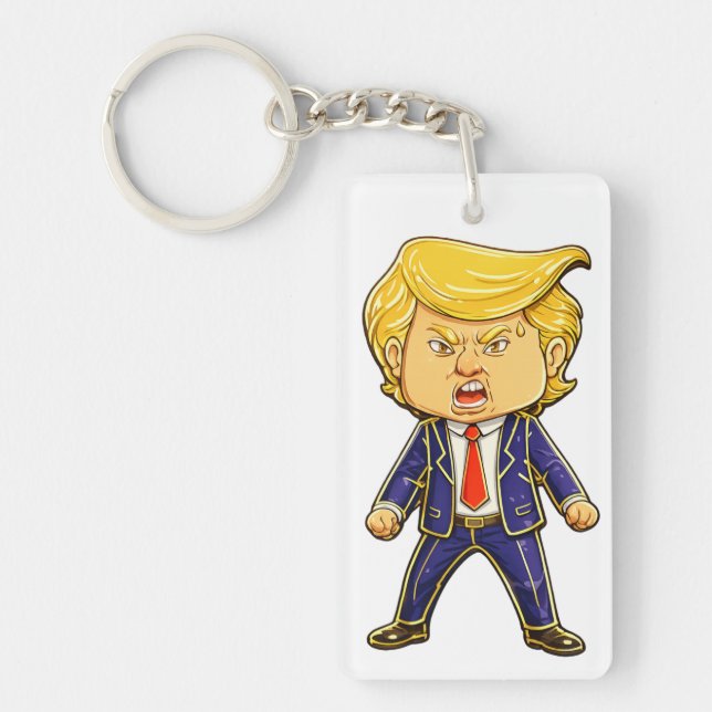 Happy Trump Lapel Pin Chibi Cartoon Funny Meme Pop Schlüsselanhänger (Vorderseite)
