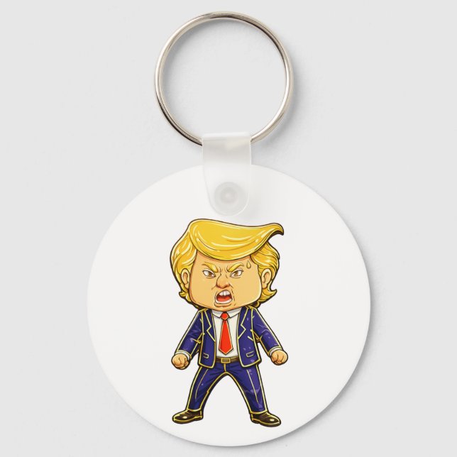 Happy Trump Lapel Pin Chibi Cartoon Funny Meme Pop Schlüsselanhänger (Vorderseite)