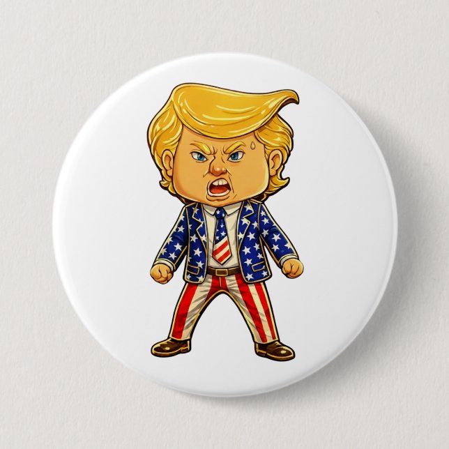 Happy Trump Lapel Pin MAGA US Flag Patriotic Meme Button (Vorderseite)