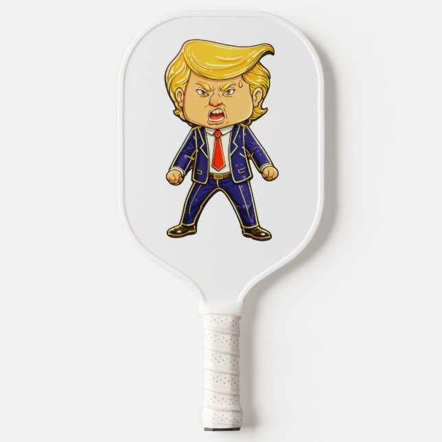 Happy Trump Lapel Pin Meme Angry Trump Pop Art Pickleball Schläger (Vorderseite)