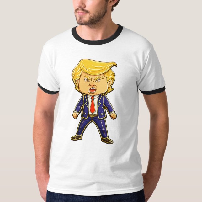 Happy Trump Lapel Pin Meme Angry Trump Pop Art T-Shirt (Vorderseite)