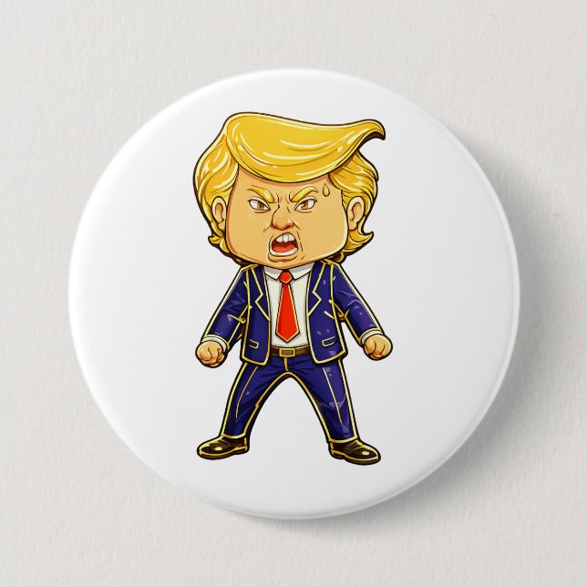 Happy Trump Pin Meme Angry Trump Pop Art Button (Vorderseite)