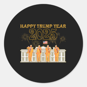 Happy Trump Year Party 2025 Weiße Haus Neuer Präsi Runder Aufkleber