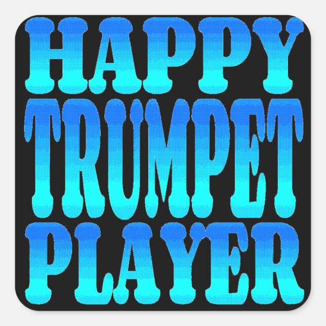 Happy Trumpet Player Quadratischer Aufkleber (Vorderseite)