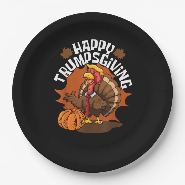 Happy Trumpsgiving Funny Erntedank Trumpkin Usa Pappteller (Vorderseite)