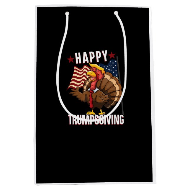 Happy Trumpsgiving Funny Erntedank Türkei Trump Mittlere Geschenktüte (Vorderseite)