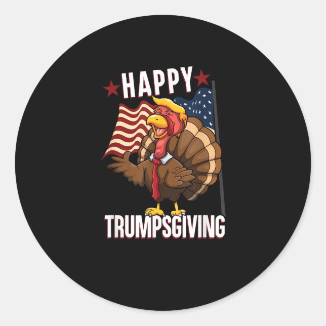 Happy Trumpsgiving Funny Erntedank Türkei Trump Runder Aufkleber (Vorderseite)