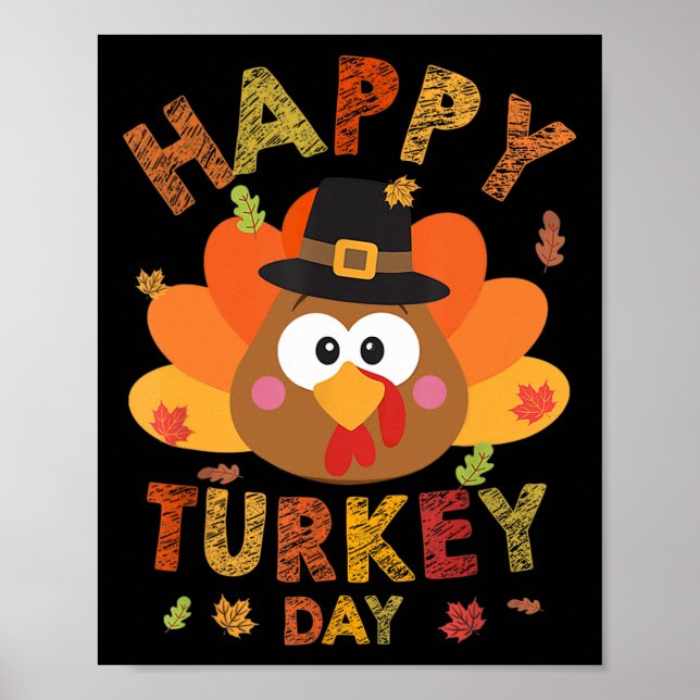 Happy Turkey Day 2024 Herbst Herbst Erntedank Fam Poster (Vorne)