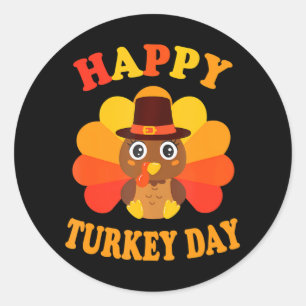 Happy Turkey Day Baby Türkei Erntedank Kleinkind Runder Aufkleber