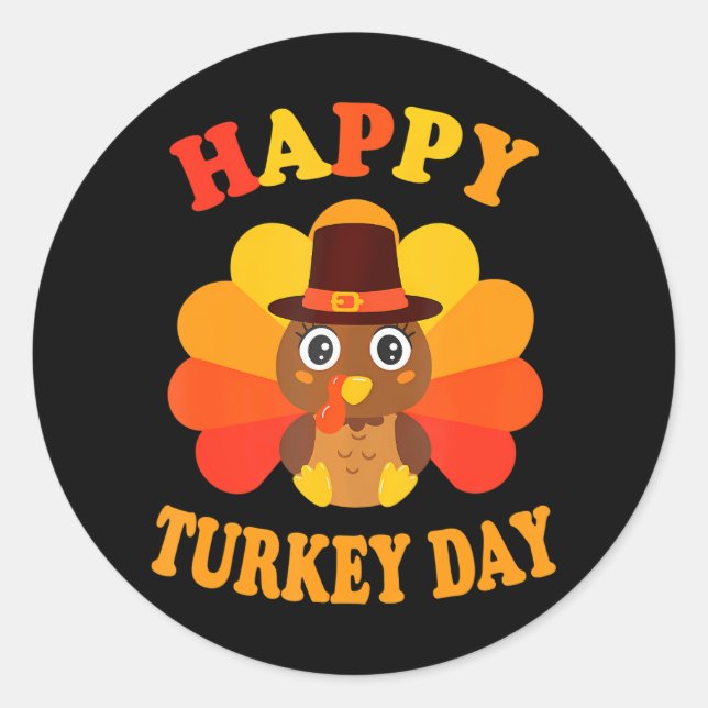 Happy Turkey Day Baby Türkei Erntedank Kleinkind Runder Aufkleber (Vorderseite)