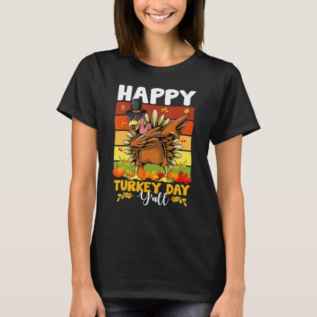 HAPPY TURKEY DAY Dabbing Thanksgiving Day Boys Gir T-Shirt (Vorderseite)