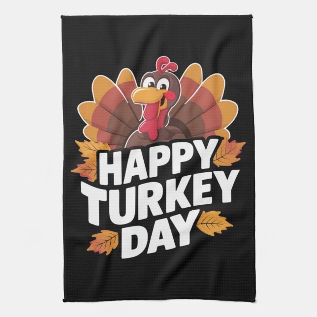 Happy Turkey Day Erntedank Day Holiday Geschenk Geschirrtuch (Vertikal)