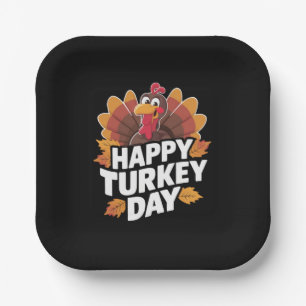 Happy Turkey Day Erntedank Day Holiday Geschenk Pappteller