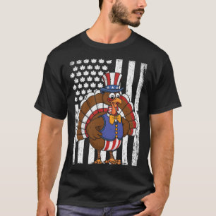 Happy Turkey Day Erntedank USA Flaggenpatentiotic T-Shirt